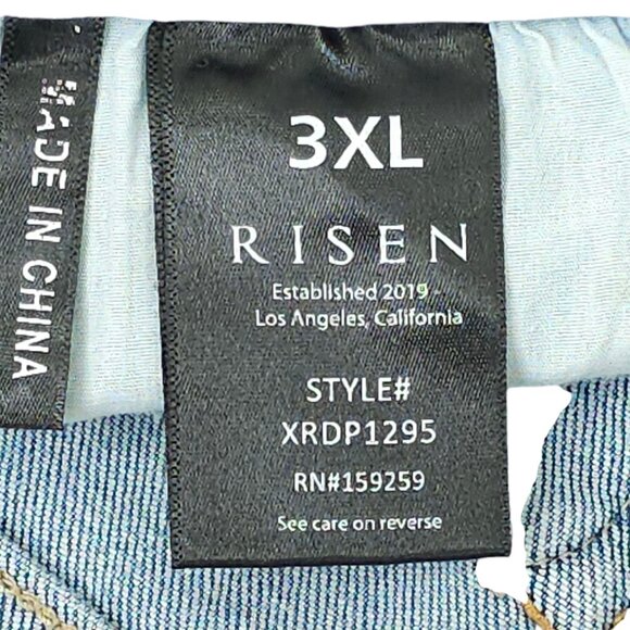 Risen Jeans Distressed Flare Leg Size 3XL High Rise Very Stretchy Light Wash NEW - Picture 6 of 13